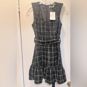 Karina Grimaldi NWT small women’s black & white tweed holiday warm winter dress